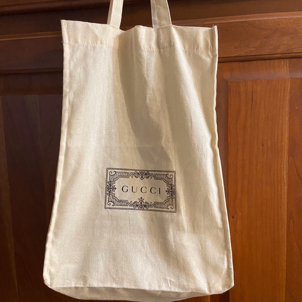Gucci canvas reusable shoebox size tote bag